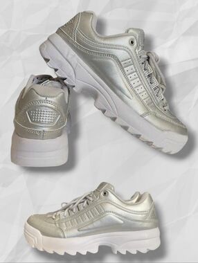 Women's Silver Memory Foam Platform Sneakers
